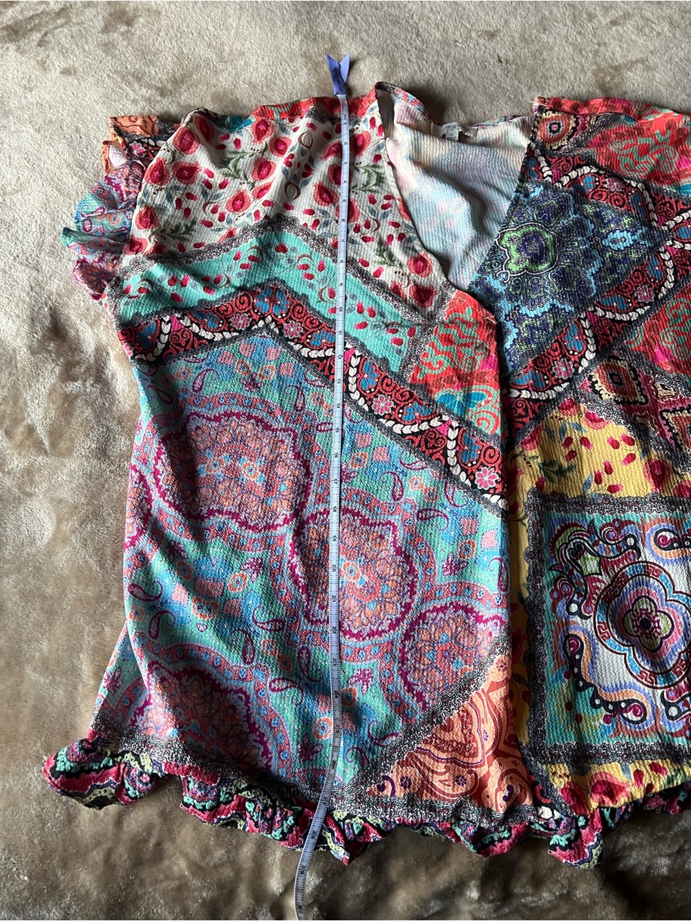 Umgee Multicolor Patchwork Tunic Top - Picture 10 of 11